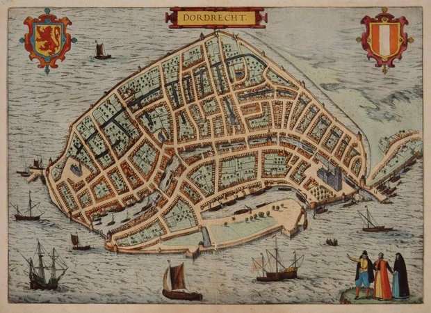 Plattegrond stad Dordrecht - 1572