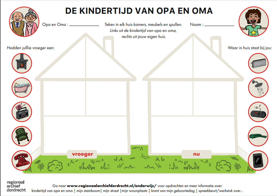 Werkblad kindertijd van opa en oma