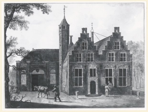 Foto van een aquarel van de hofstede Dordwijk aan de Dordwijklaan op Dubbeldam